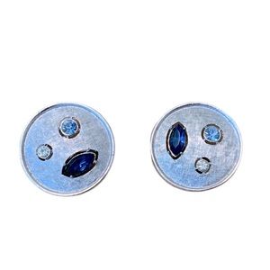 1962 Rhapsody in Blue Gem Silver Clip On Earrings